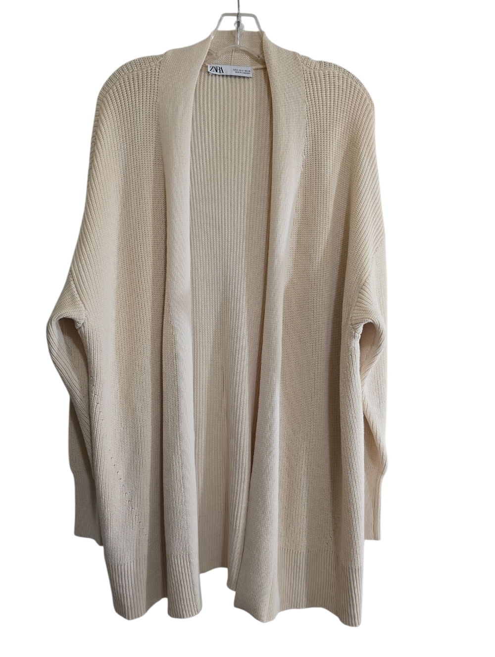 Zara Cream Oversized Long Line Cardigan Sweater Small Slounchy Minimalist